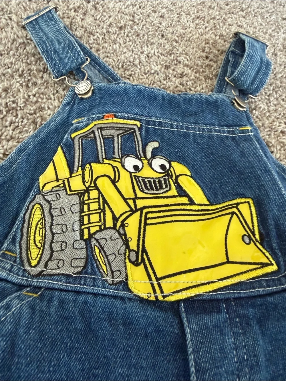Vintage Y2K Bob the Builder Embroidered Denim Overalls Size 5